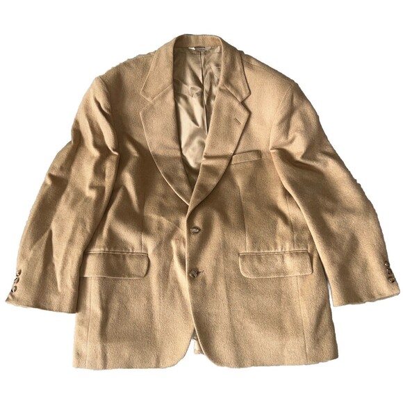 Joseph Richards Vintage 70s Mens 46R 100% Camel Hair USA Made Jacket Silk Lined - Picture 1 of 16